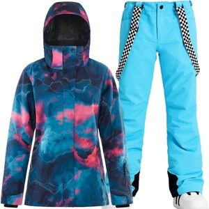 Women's Blue and Pink Ski Jacket